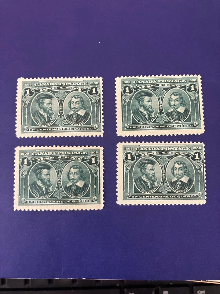 Canada Stamp # 97 "Quebec Tercentenary Issue Cartier & Champlain MNH 4 stamps - Image 1 of 1