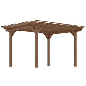 12' x 10' Outdoor Pergola Garden Canopy Wood Backyard Shelter Patio Shade Gazebo - Picture 1 of 9
