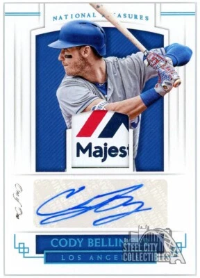Cody Bellinger 2018 Panini National Treasures parche de etiqueta usado en juegos automático 1/1 Foto 1 de 2