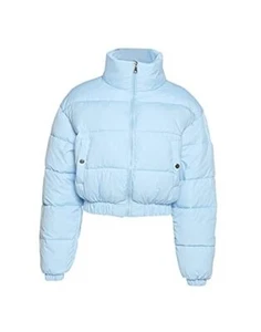 Women' s Cropped Quilted Puffer Jacket Outerwear Coats Small 01blue - Picture 1 of 7