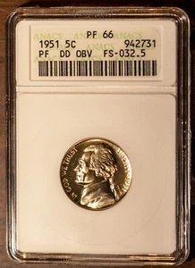 1951 5C Jefferson Nickel FS-032.5 DDO PF 66 # 942731 + Bonus - Picture 1 of 2