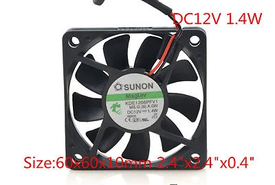 New SUNON Cooling Fan KDE1206PFV1 6010 12V 1.4W 6CM 60x60x10mm 2.4"x2.4"x0.4" - Image 1 of 3