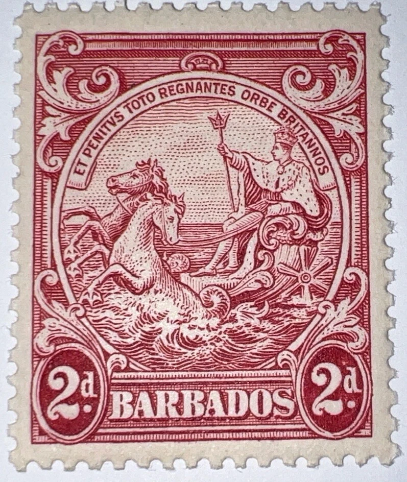 SELLOS DE VIAJE: SELLOS DE BARBADOS 1938-47 SG# 250, 2d, SELLO DE LA COLONIA 13 1/2 x 13 Foto 1 de 4