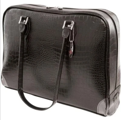 NUEVO CON ETIQUETAS: Bolso de Mano Mobile Edge Pequeño Milano Negro Imitación Cocodrilo Bolso para Laptop Foto 1 de 3