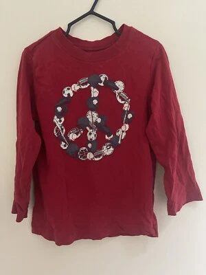 TCP Niños Pequeños Pelotas Deportivas Signo de Paz 100% Algodón Manga Larga Camisa Roja 4T Foto 1 de 4