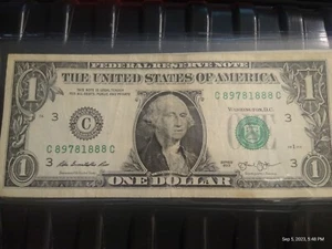 2013-Series " Fancy Note " C 89781888 C $1.00 Bill - Picture 1 of 9