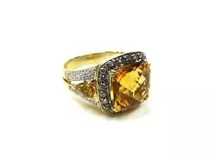 Anello Le Vian in oro miele 14 carati con citrino, cioccolato e diamanti nudi misura 9,25 - Foto 1 di 12