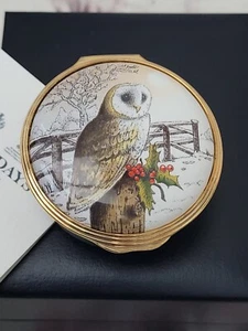 Caja de baratija esmaltada Halcyon Days Christmas Owl, en caja PVP 225 £ - Imagen 1 de 4