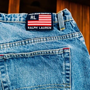 Vintage Polo Ralph Lauren Jeans Herren 36x32 Blau Denim Banner Baggy Streetwear Skater - Bild 1 von 15