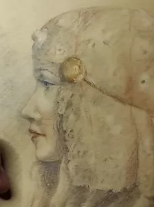 Ancien dessin pastel - Portrait jeune femme - 1921 - à identifier - Foto 1 di 11