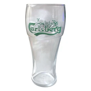 Vintage Carlsberg Bier Pint Glas geprägt erhaben grüne Logo Buchstaben 7" hoch Barware - Bild 1 von 5