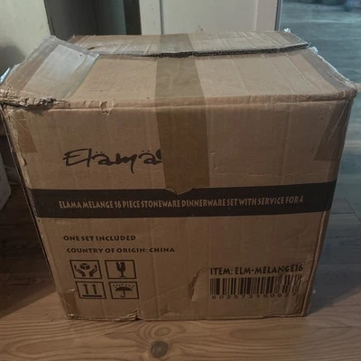 Elama Color Melange 16 pc Multicolored Square Stoneware Dinnerware Set - Image 1 of 2