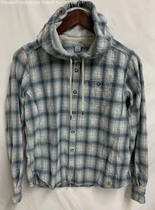 Sudadera con capucha forrada con botones a presión a cuadros azul blanco Carhartt para mujer talla XS 0/2 - Imagen 1 de 6