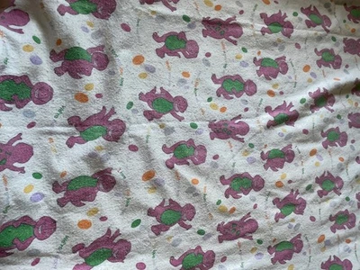 Vintage Barney Baby Blanket 59 X 42 Polyester Blend Satin Trim - Image 1 of 4