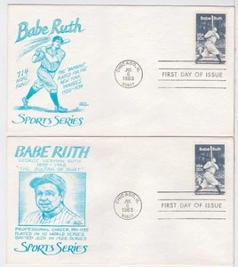 TurtlesTradingPost- Babe Ruth   1983 #2046 FDC- Bazaar Cachet- 2 Covers - Picture 1 of 1