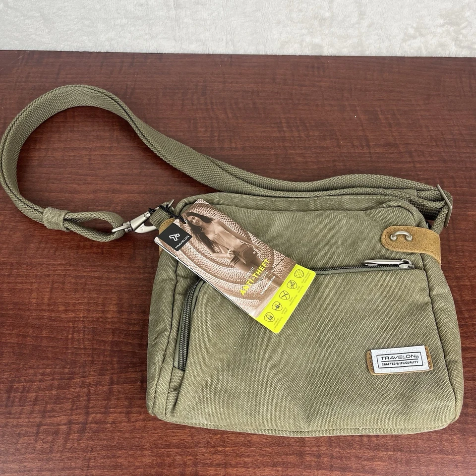 Travelon Anti-Theft Heritage Small Crossbody Bag Sage 9.75 .75 .5