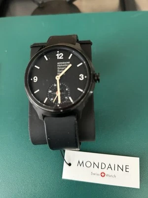 Mondaine Helvetica Watch MH1.B2S20.LB No 1 Bold Smart Black Dial Black Strap - Image 1 of 4