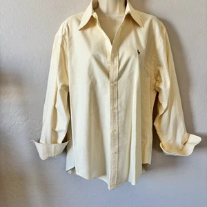 Polo Ralph Sport Women’s Striped Button Down Yellow & White Vintage - Picture 1 of 8