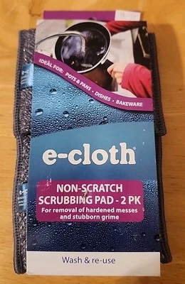 e-cloth Non Scratch Scrubbing Pads Gray 3.25" x 4.75" 10643 2 Pack NEW