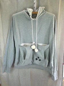 Gray hoodie fleece lined hood pullover w/front lined pouch for sm dog/cat sz 3xl - Picture 1 of 10