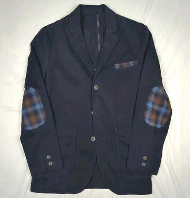 PENDLETON THOMAS KAY Navy Blue Plaid Elbow Patch BLAZER COAT JACKET & VEST M 40 - Image 1 of 4