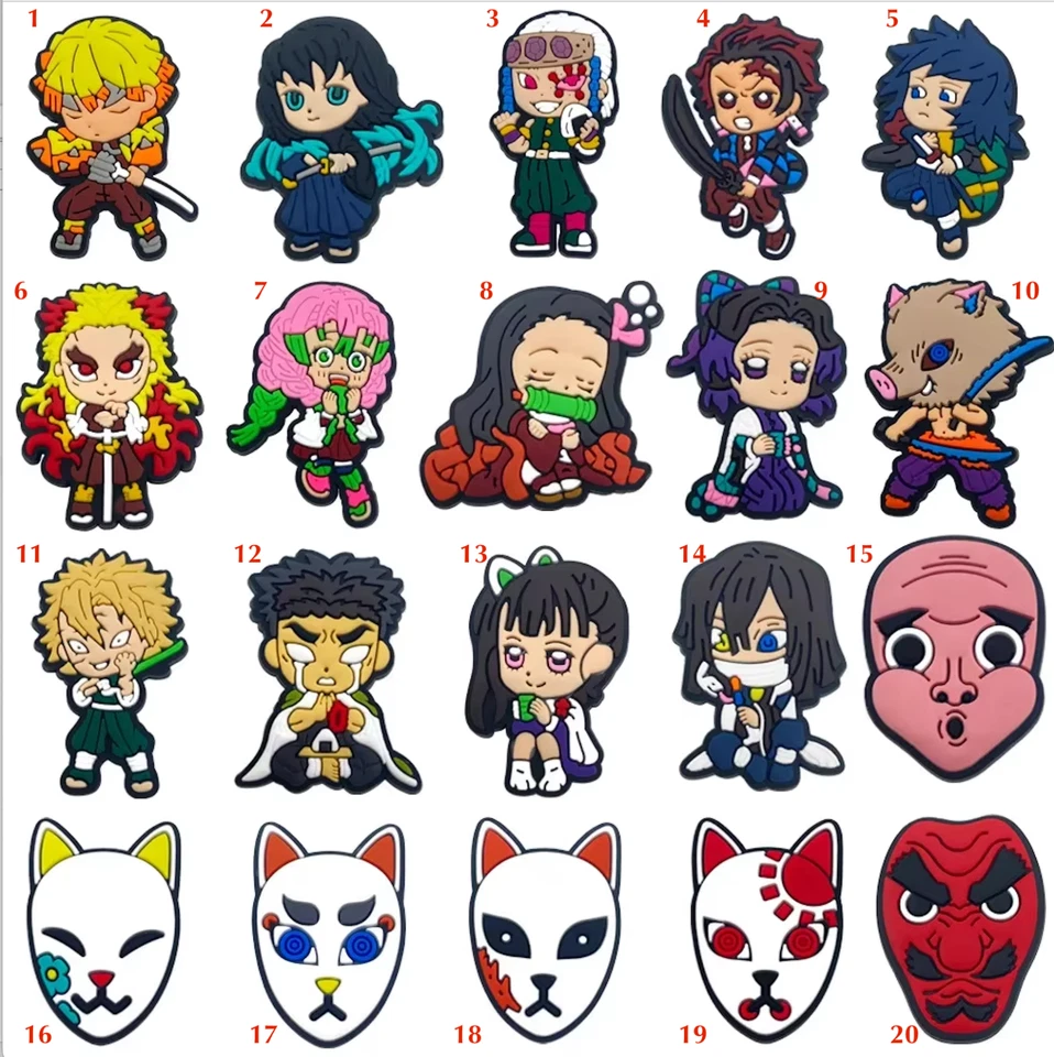 Demon Slayer Schuh Charms für Crocs Jibbitz Clogs PVC wasserdicht 1 PORTOKOSTEN