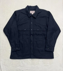 CC Filson Mackinaw Cruise Field Jacket Men XL Blue Wool Made in USA Snap Front - Picture 1 of 16