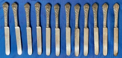 Juego de 12 cuchillos huecos romos de plata esterlina Gorham Cluny 91/4" antiguos de Gorham Foto 1 de 4