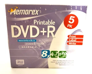 Memorex DVD+R Pack de 5 4,7 Go 120 minutes 8X temps d'enregistrement vidéo RW 3202-4739 - Photo 1/6