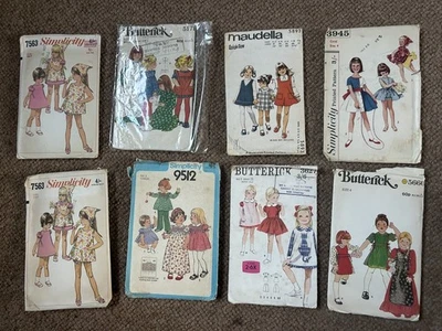 8x Simplicity Butterick Mandela Dress Pinafore  Patterns Girls 1960s Sizes 3 & 4 - Image 1 of 4