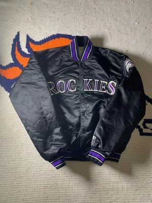 Jaqueta de Cetim Vintage Anos 90 Colorado Rockies Starter Diamond Collection Tamanho Grande! - Imagem 1 de 4