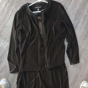 Norton McNaughton Women’s Brown Suit Jacket/Shacket Skirt 2 Piece Set Size 22W - Picture 1 of 6