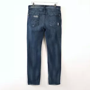 7 For All Mankind NWT $200 33 Slimmy Distressed Destroyed Dark Wash Men's Jeans - Picture 1 of 9
