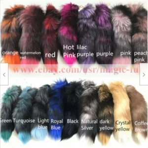 16"-18" Colored Real Fox Tail Keychain Bag Charm Furry Fur Cosplay Toys Pendant - Picture 1 of 138