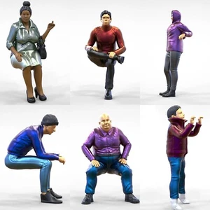 Set De Figuras De Espectadores 1:50 (3,7cm) Sin Pintar, Diorama 1/50 (6 Figuras) - Imagen 1 de 9