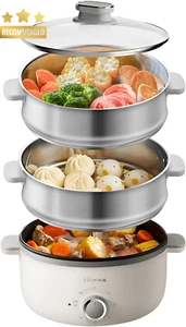 Electric Food Steamer, 13L, 2-Tier, 1500W, Stainless Steel, with Timer - Picture 1 of 12