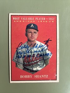 BOBBY SHANTZ 1961 Topps #473 A's AL MVP Baseball Card AUTO Autograph Signed auto