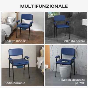 HOMCOM Sedia Comoda 5 in 1 per Anziani e Disabili per WC e Doccia, Altezza Regol - Foto 1 di 10