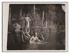 Frauen & Männer beim Baden am Waldsee Juni 1925 - Hund - Altes Foto 1920er