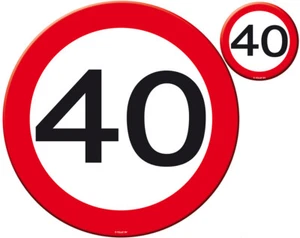 40TH BIRTHDAY PARTY SET 4 PLACE MATS & COASTERS AGE TRAFFIC SIGN - Picture 1 of 1