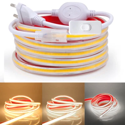 230V COB LED Streifen Stripe IP67 Lichtschlauch Band Leiste Kette Selbstklebend - Bild 1 von 4