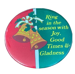 Ring In The Season With Joy Good Times Gladness Bells Mistletoe Ribbon 55mm Pin - Picture 1 of 12