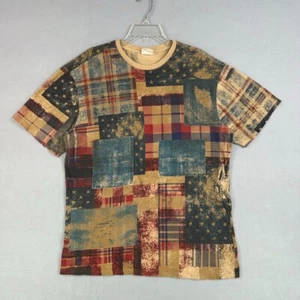 Akademiks Jeanius Shirt Men XXL  American Flag Madras Plaid Patches Street Rap - Picture 1 of 11