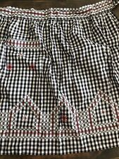 Vintage Smock Cooking Apron Red Black Checkered Flowers With Pocket