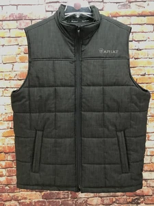 Ariat Vest Black Crius Quilted Full Zip Embroidered Fleece Lined Mens XL - Picture 1 of 9