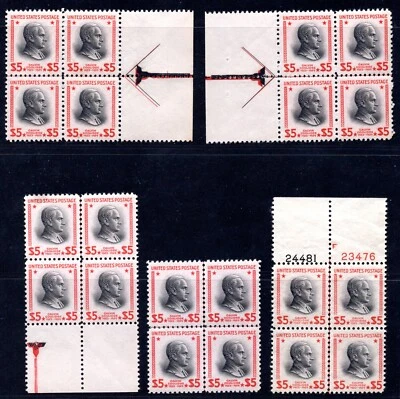 US 1938 FIVE DOLLARS CALVIN COOLIDGE SCOTT #834 IN BLOCKS OF FOUR - Image 1 of 2
