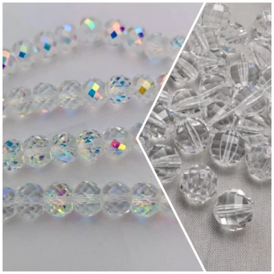 Crystal Glass Beads, Austrian, Faceted, Grade AAA, Clear, Clear AB, 8mm, 10 Pk - Image 1 of 4