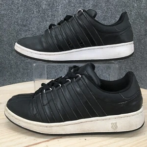 K-Swiss Shoes Mens 7 Classic VN Sneakers Black Leather Low Top Casual Lace Up - Picture 1 of 11