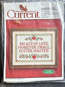 Current Counted Cross Stitch Kit 1983 Vintage NOS - Loving Thoughts 8x10 7162-9 - Picture 1 of 8