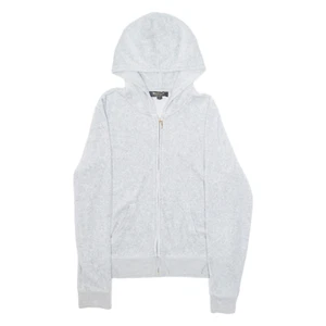 JUICY COUTURE Mujer Gris Sudadera con Capucha Cremallera Completa L - Imagen 1 de 6